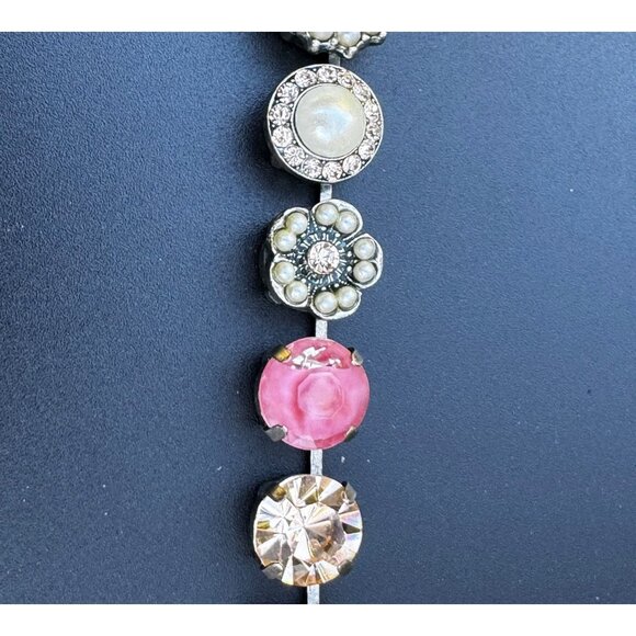 Mariana Pink & Pearl Austrian Crystals Necklace Adj Chain 18-20" Elegant Stateme - Picture 10 of 14